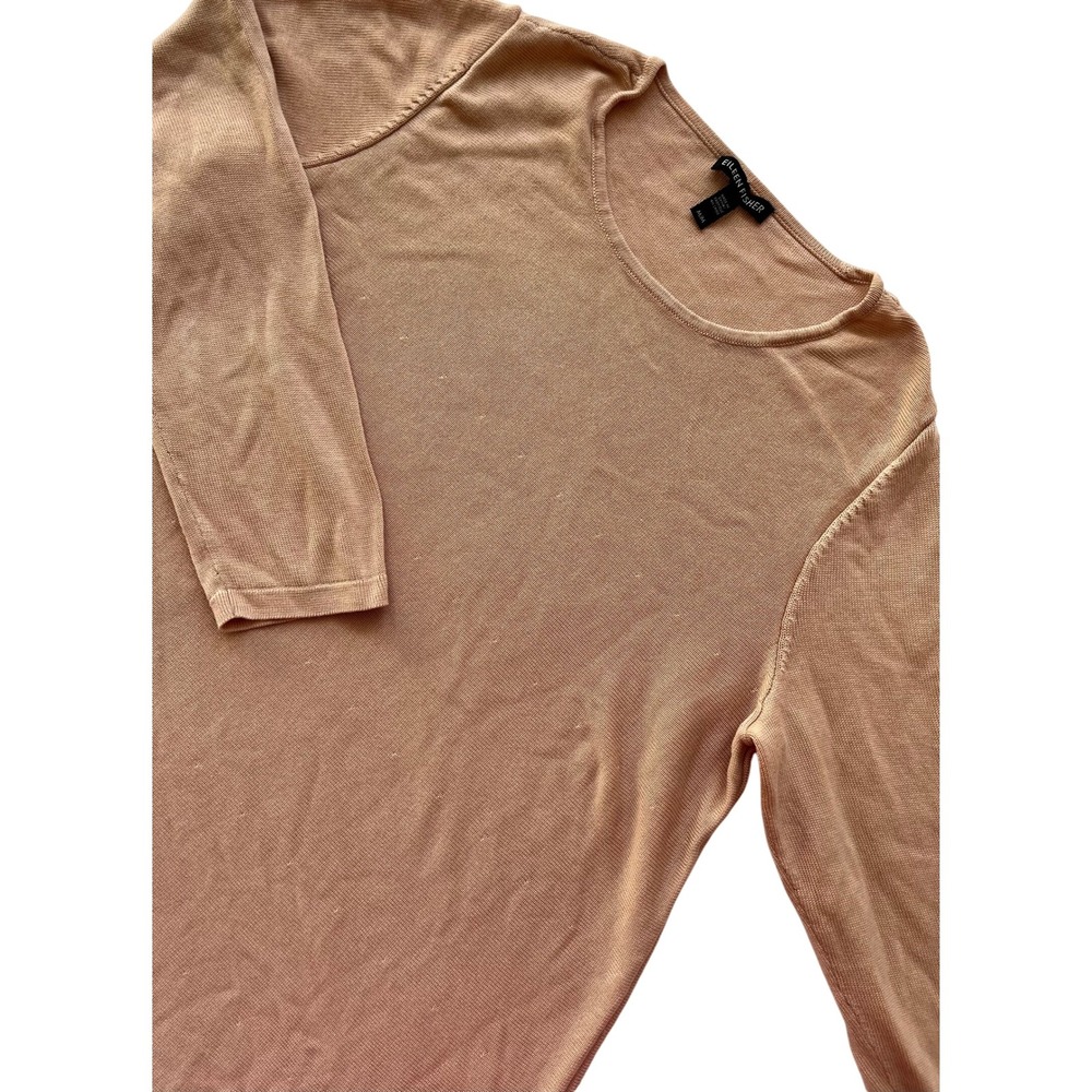 Eileen Fisher Top Medium Silk Blend Knit Long Sleeve Blush pink Casual Medium